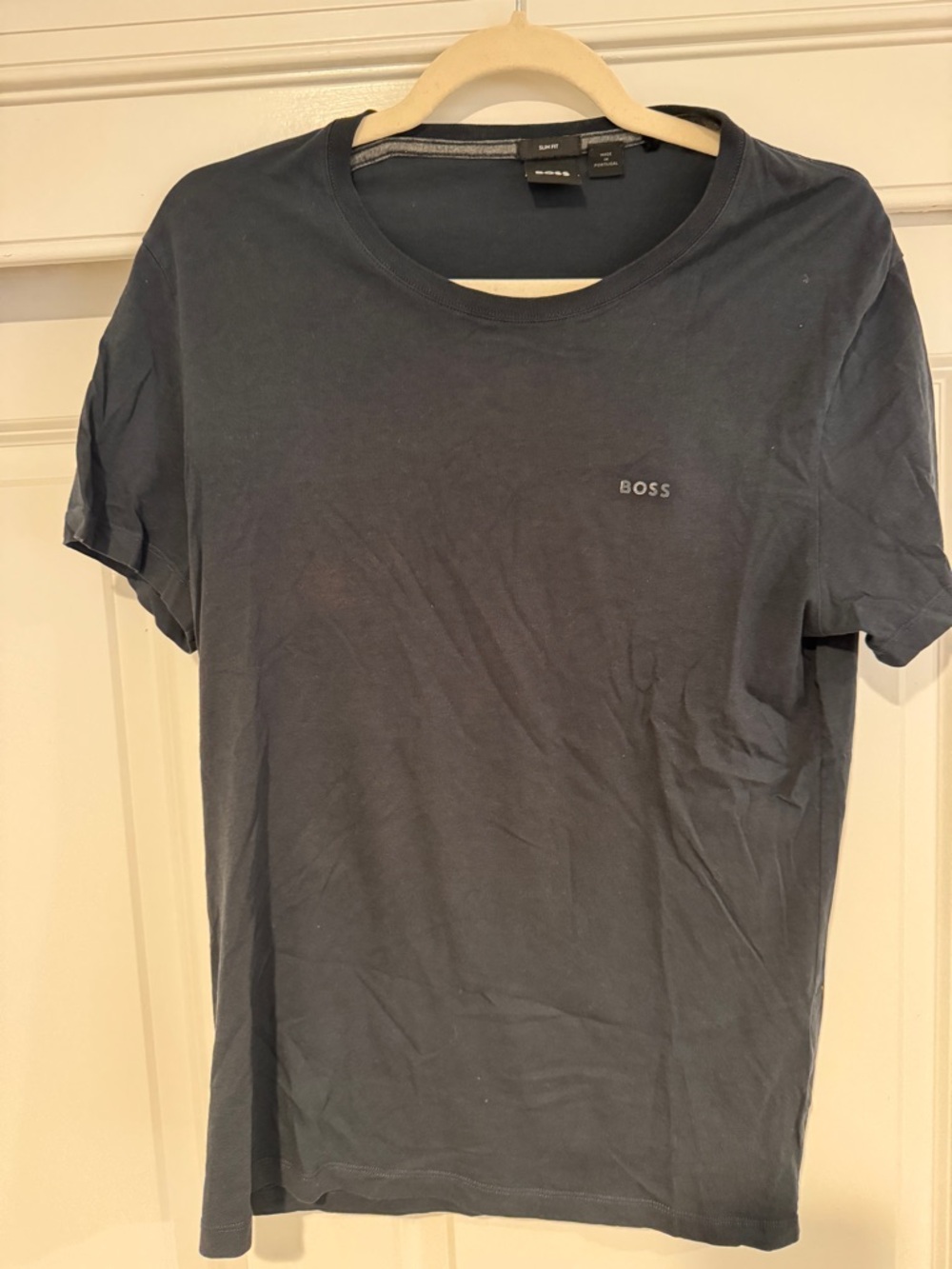 BOSS Slim Fit Crew Neck T-Shirt in Navy Blue